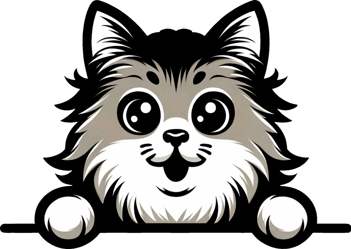 AI generated Cute black and white peeking cat Png.This Design use your own prints and many other task png