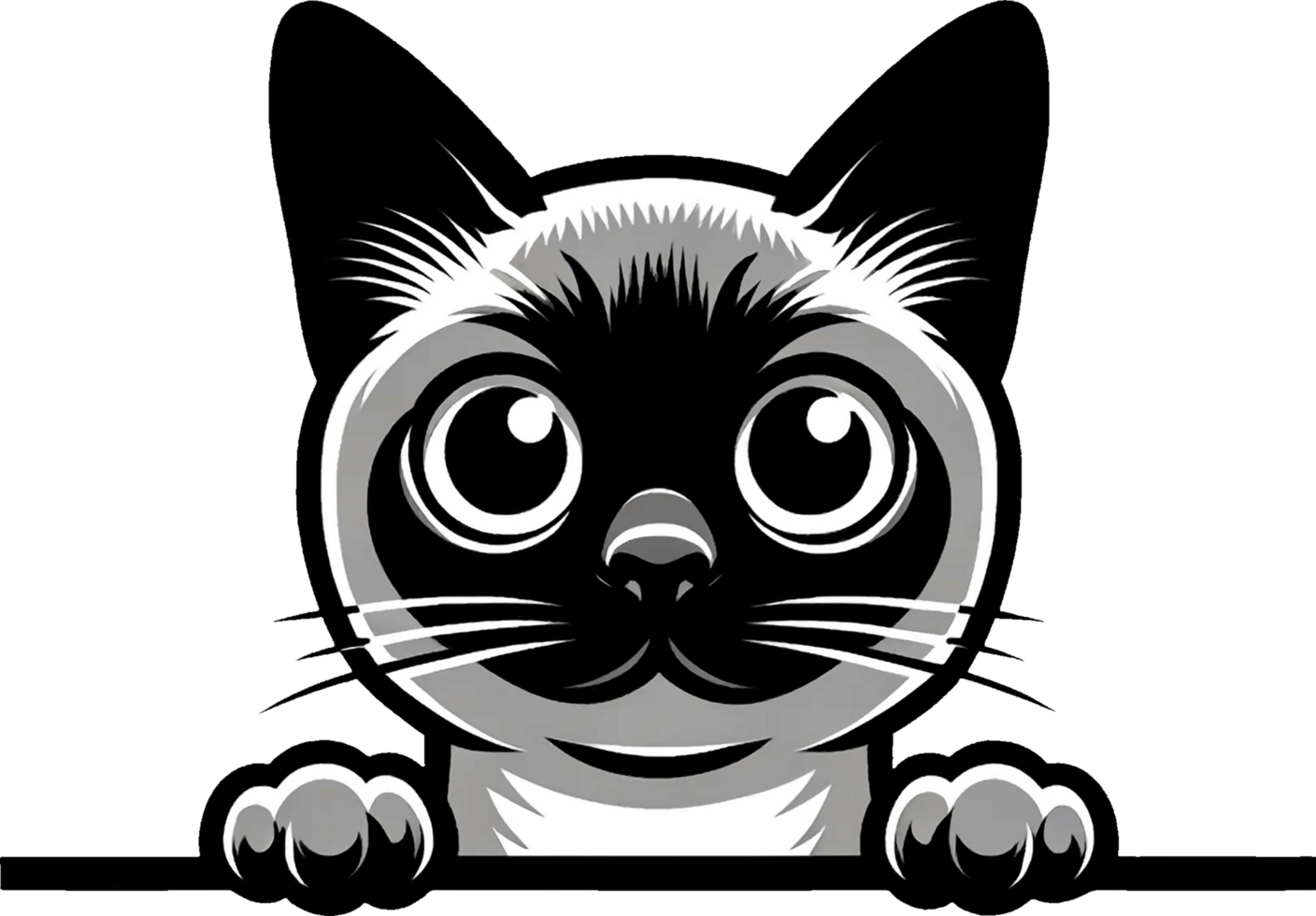 AI generated Cute black and white peeking cat Png.This Design use your own prints and many other task png