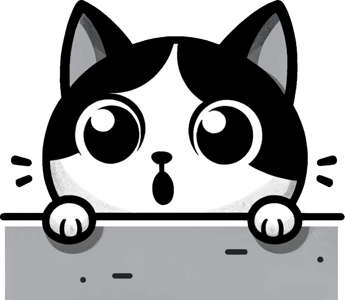AI generated Cute black and white peeking cat PNG. This Design use your own prints and many other task png