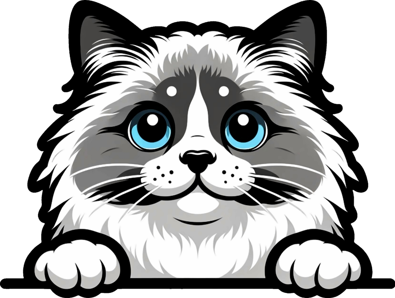 AI generated Cute black and white peeking cat Png.This Design use your own prints and many other task png
