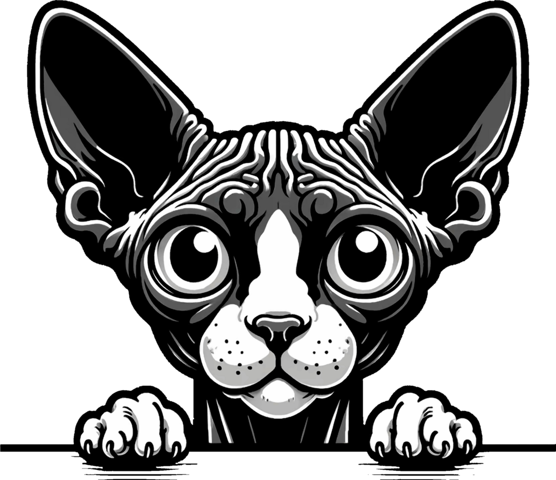 AI generated Cute black and white peeking cat Png.This Design use your own prints and many other task png