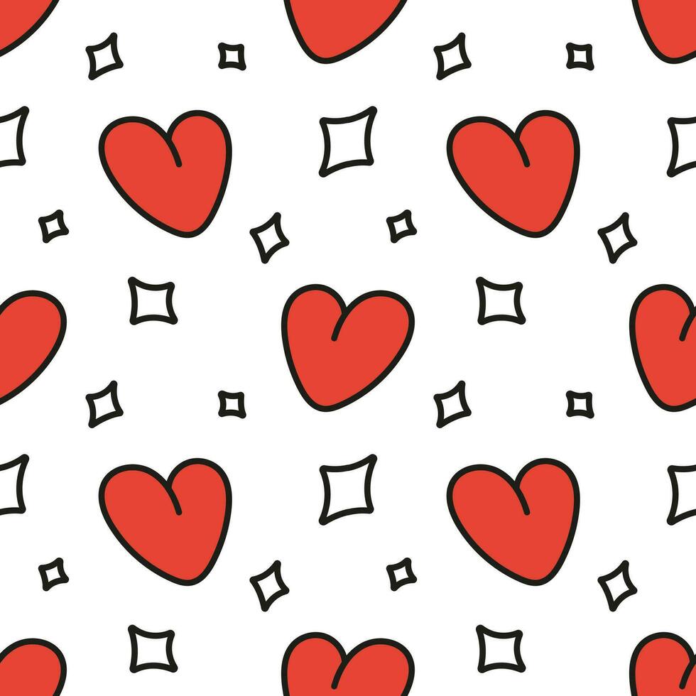 Red heart. Seamless pattern design for printing on fabric, wallpaper, packaging. Background for Valentine's Day. vector