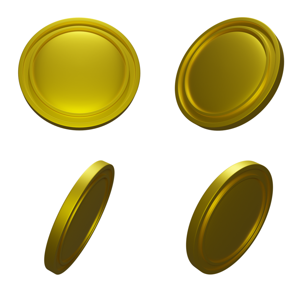 Free Gold Simple Bright Coinns set PNG. Transparent backgroud png