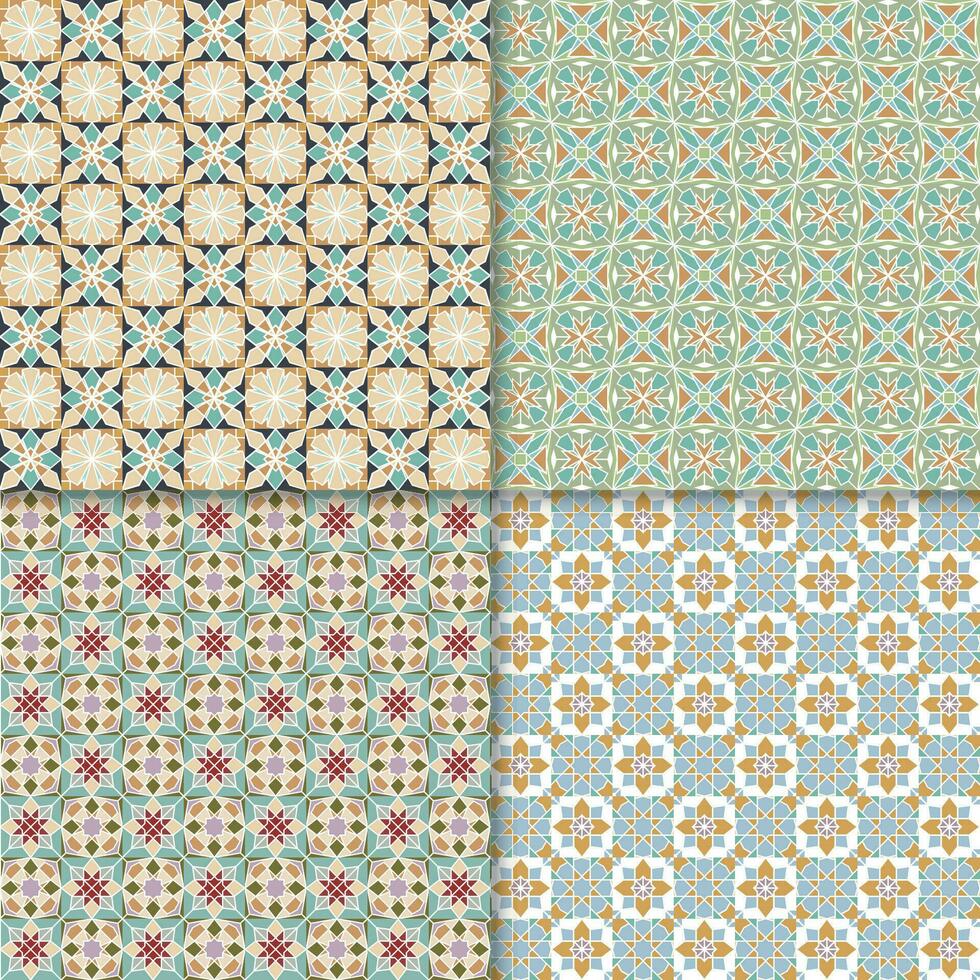Four geometric seamless patterns. Can be used on textiles, wallpapers, surfaces, venue designs and as a background for cards and invitations vector