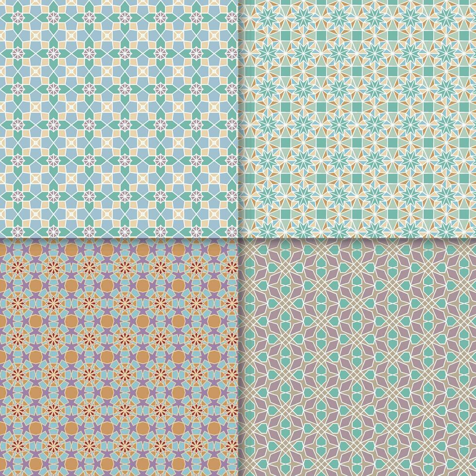 Four seamless color block patterns, background vector