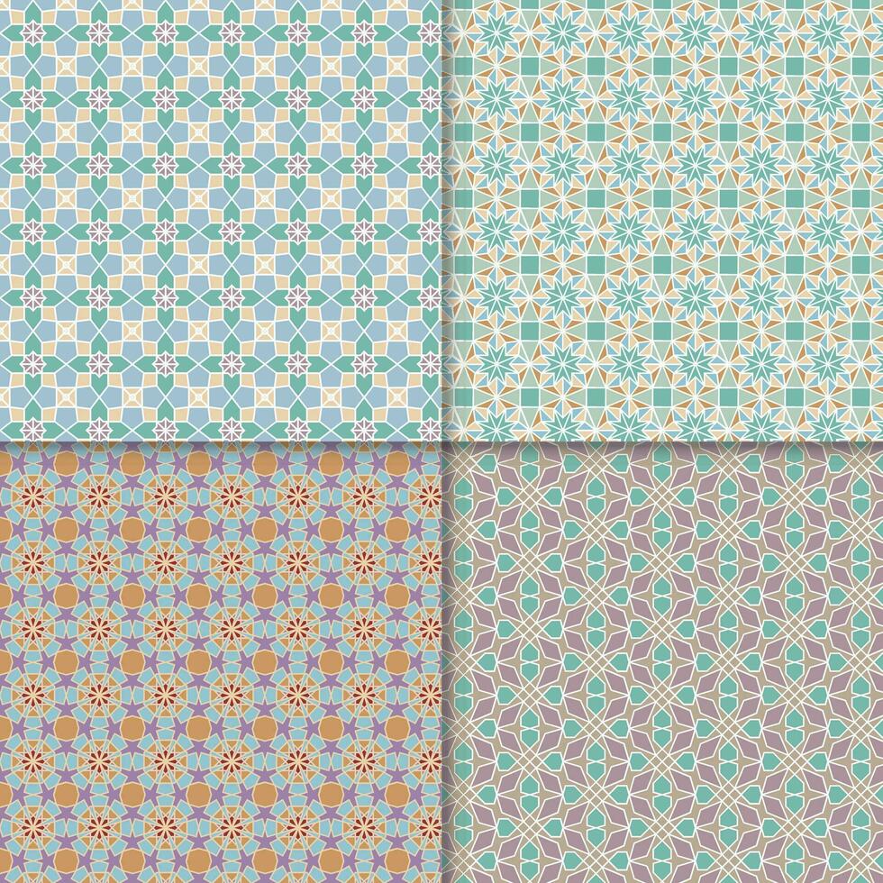 Four seamless color block patterns, background vector