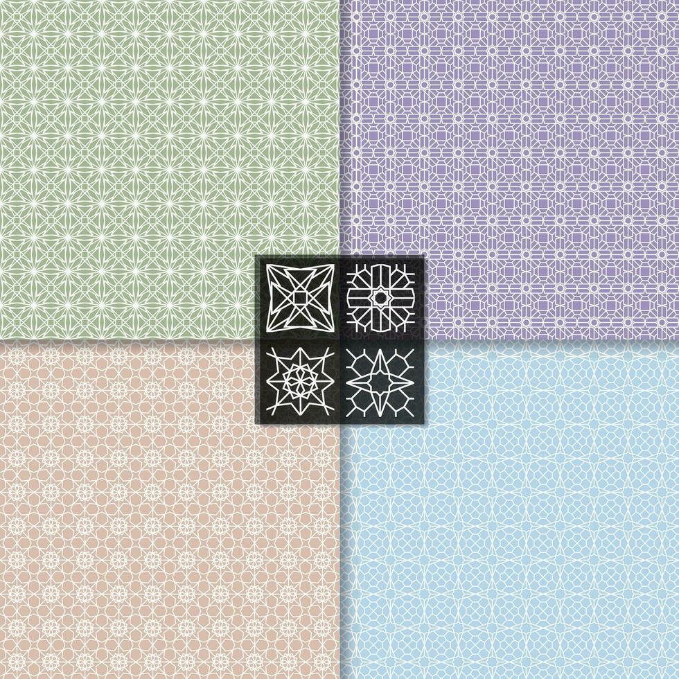 Four seamless line patterns, backgrounds vector