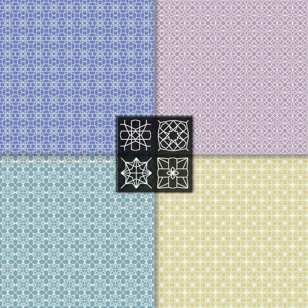 Four seamless line patterns, backgrounds vector