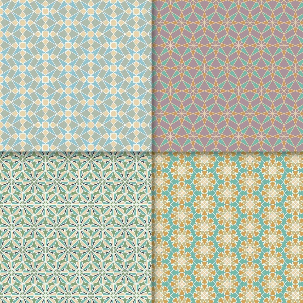 Four seamless color block patterns, background vector