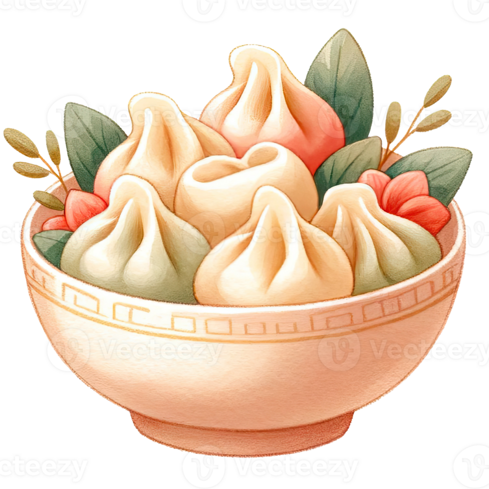 AI generated A bowl of dumpling celebrates the Chinese New Year png