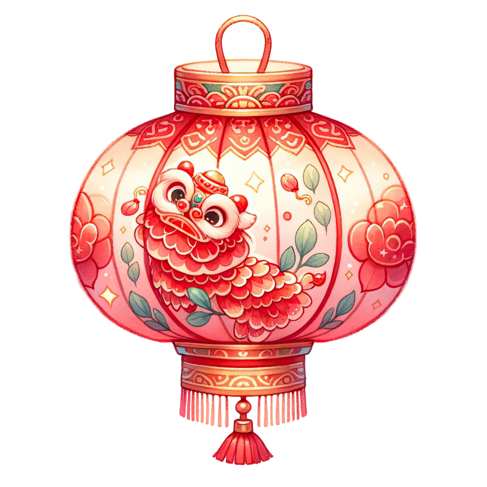 AI generated Red Chinese lantern celebrates the Chinese New Year png