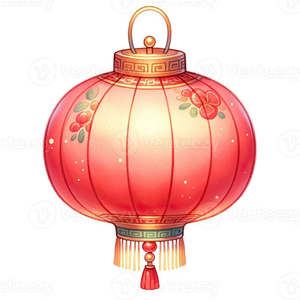 AI generated Red Chinese lantern celebrates the Chinese New Year png