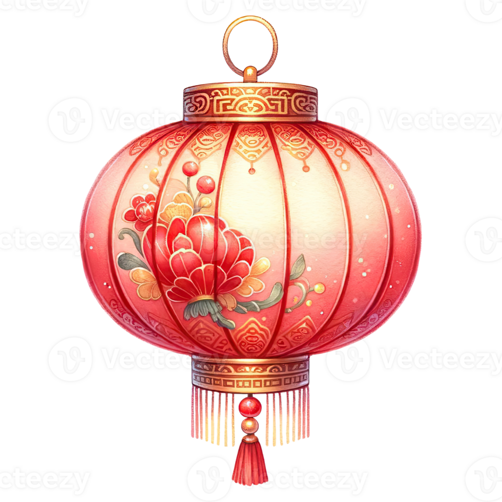 AI generated Red Chinese lantern celebrates the Chinese New Year png