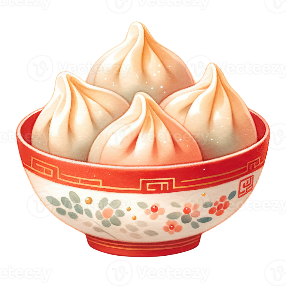 AI generated A bowl of dumpling celebrates the Chinese New Year png