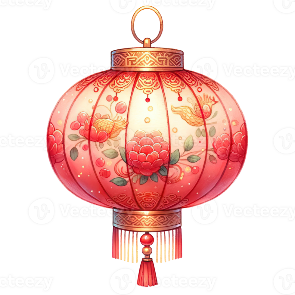 AI generated Red Chinese lantern celebrates the Chinese New Year png