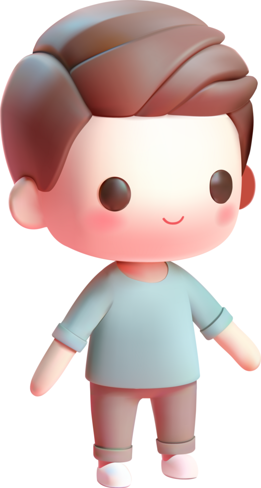 Cute Boy smilling Character 3D style png