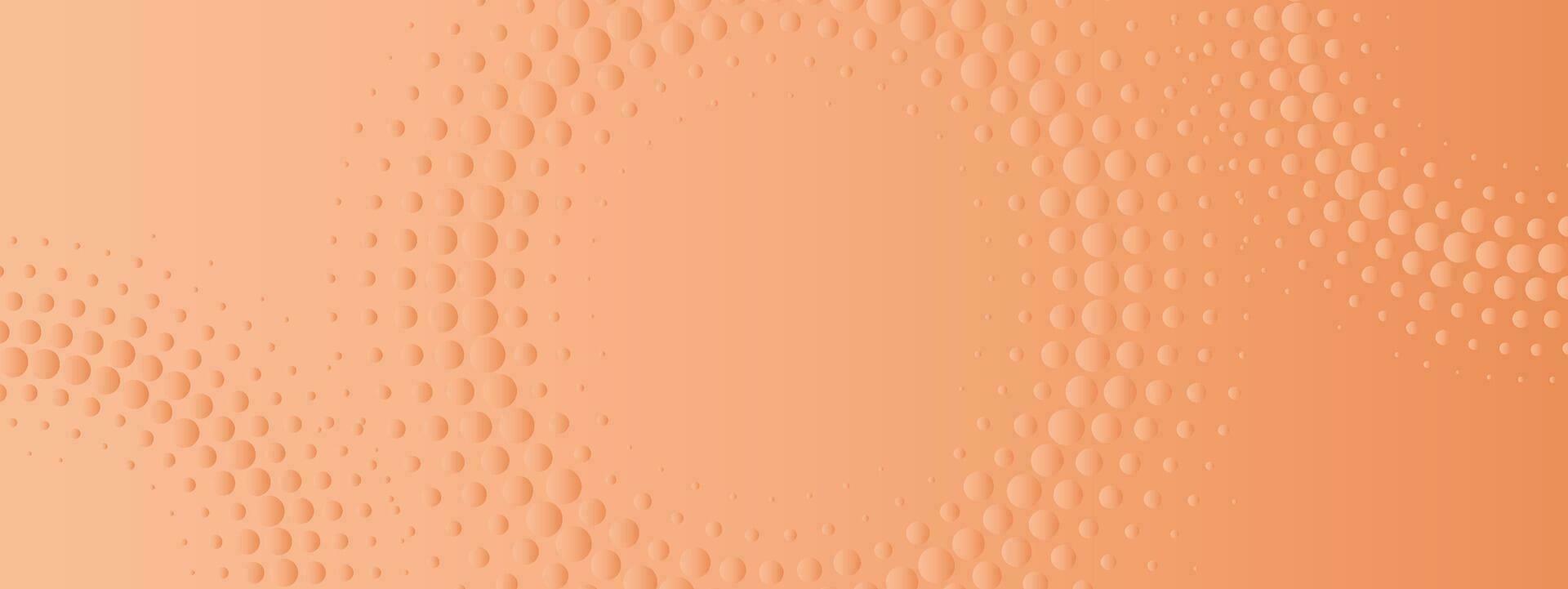 Peach Fuzz abstract long banner. Business minimal background with halftone circle frame and copy space for text. Social media cover template vector