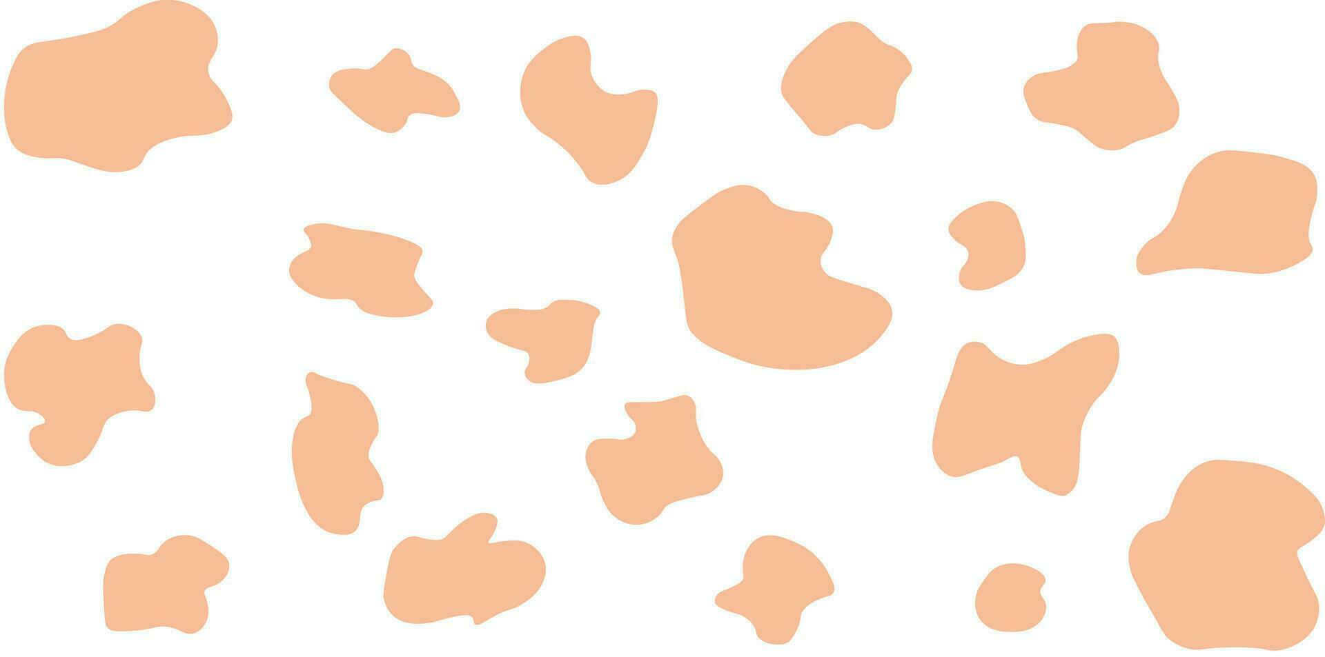 Peach Fuzz cow seamless pattern. Vector long abstract background with repeated hand drawn stains on a white background