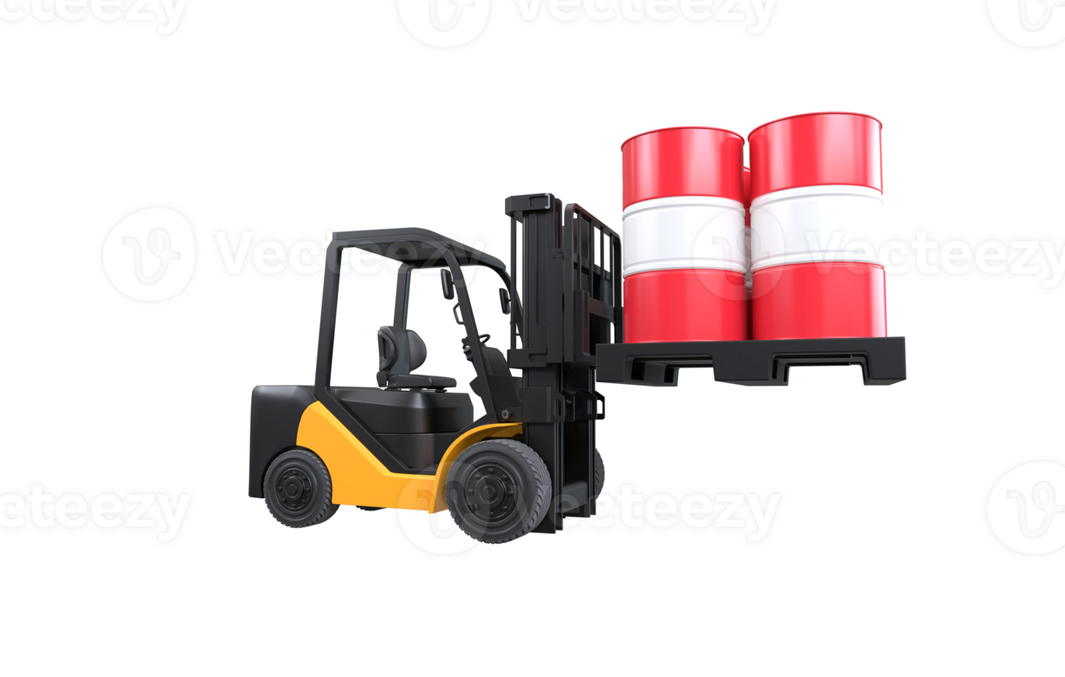 Forklift lifting fuel tank with Austria flag on transparent background, PNG file