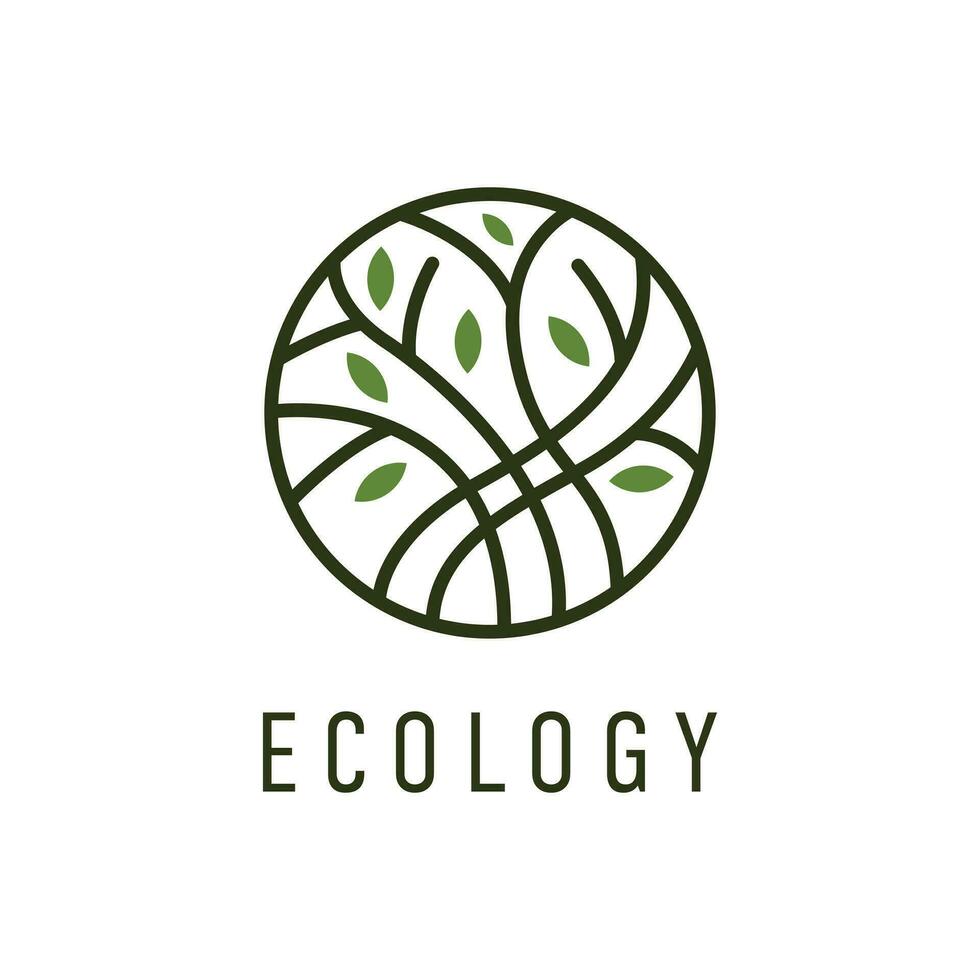 Abstract Tree of life logos. Eco nature symbols. Tree branch with leaves signs. Natural plant design elements emblems. Vector illustration.