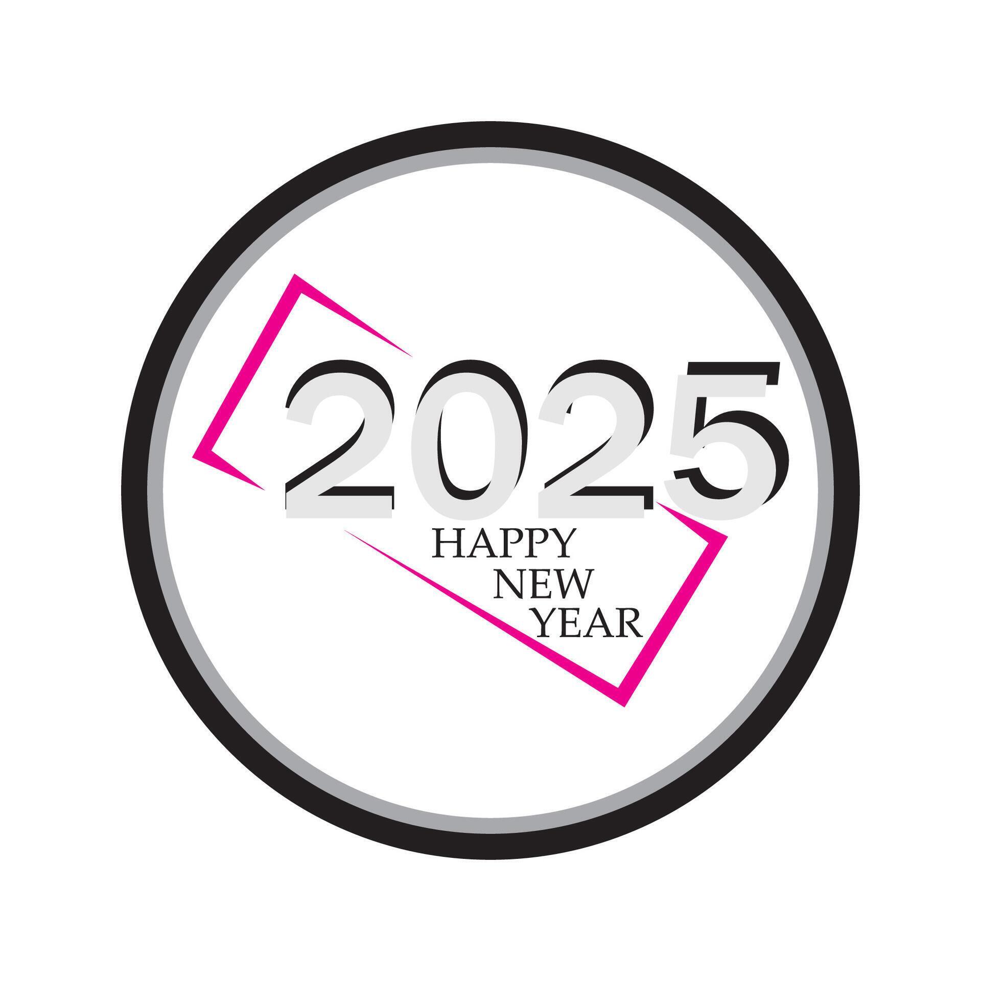 Happy New Year 2025 text design. Cover of business diary for 2025 with