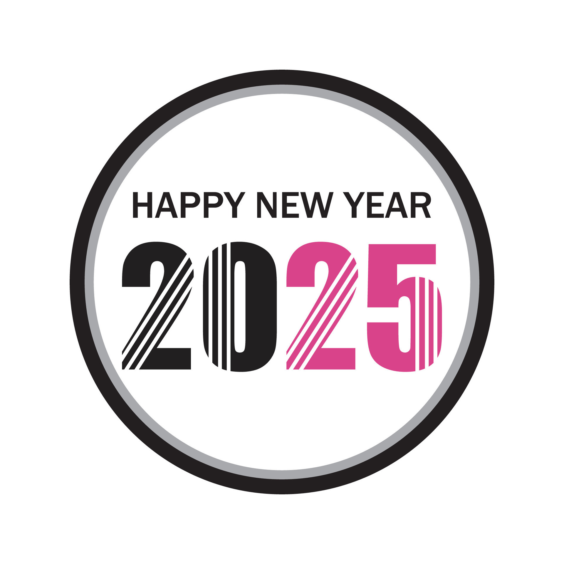 Happy New Year 2025 text design. Cover of business diary for 2025 with