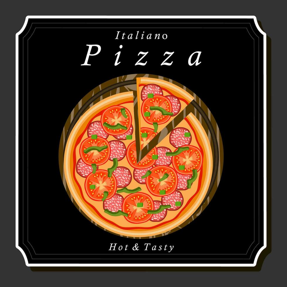 Illustration on theme big hot tasty pizza to pizzeria menu vector