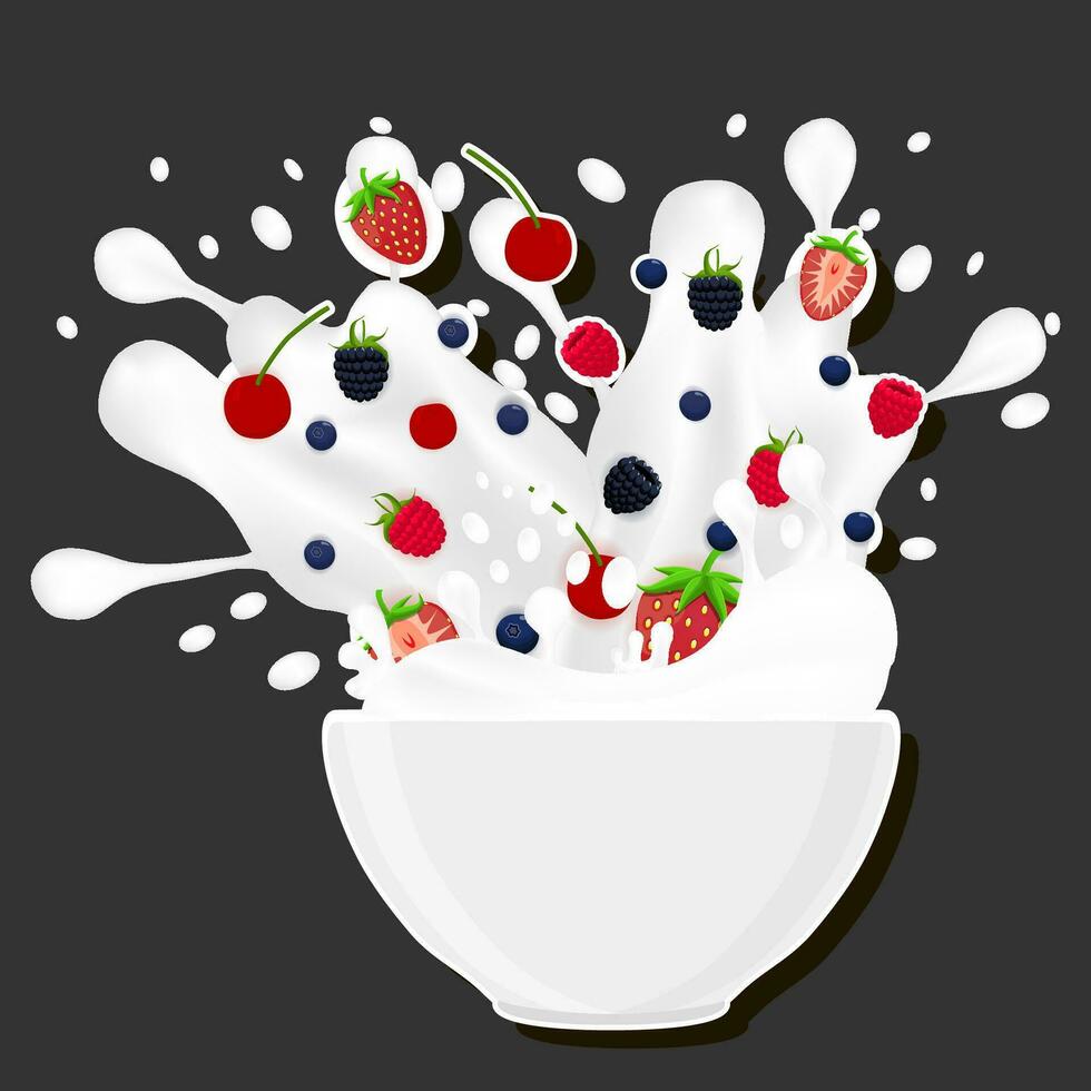 Illustration on theme big set different types dessert sweet milk cereal in bowl vector