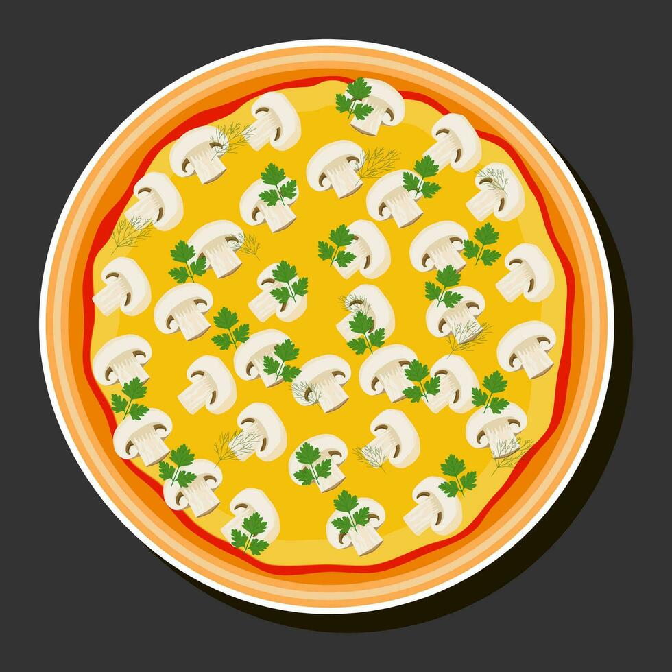 ilustración en tema grande caliente sabroso Pizza a pizzería menú vector