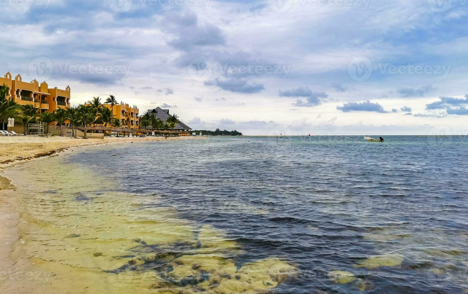 playa caribeña tropical agua clara turquesa playa del carmen méxico. foto