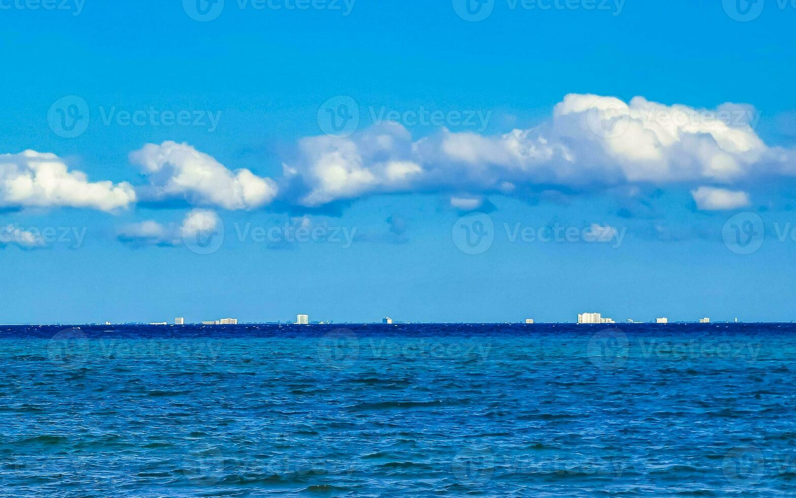 Tropical caribbean sea panorama view to Cozumel island cityscape Mexico. photo