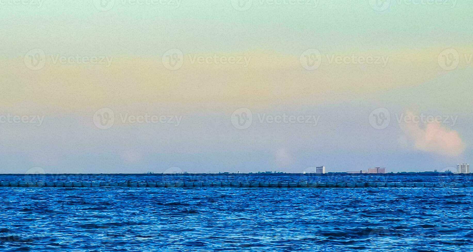 Tropical caribbean sea panorama view to Cozumel island cityscape Mexico. photo