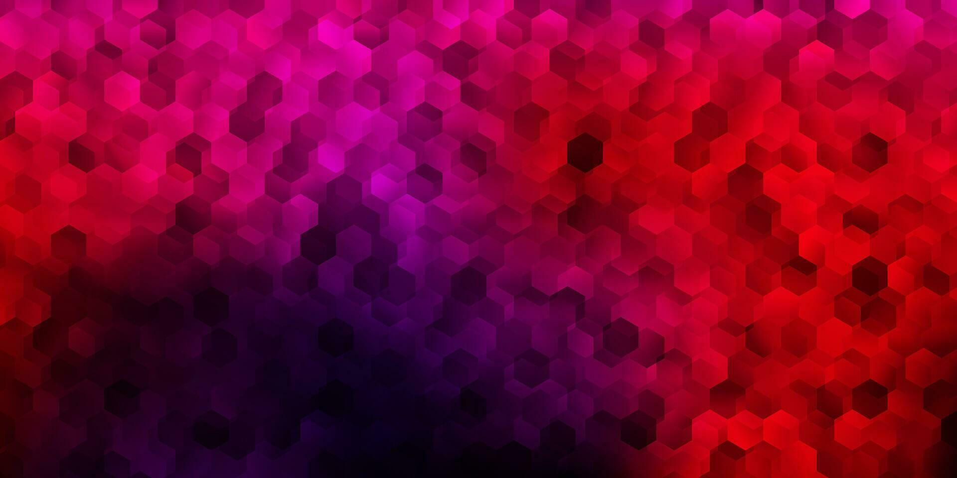Dark pink, red vector texture with colorful hexagons.