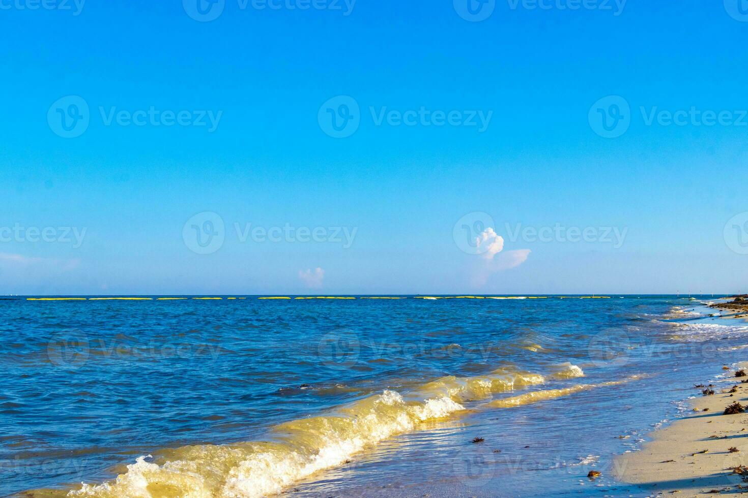 Tropical Caribbean beach clear turquoise water Playa del Carmen Mexico. photo