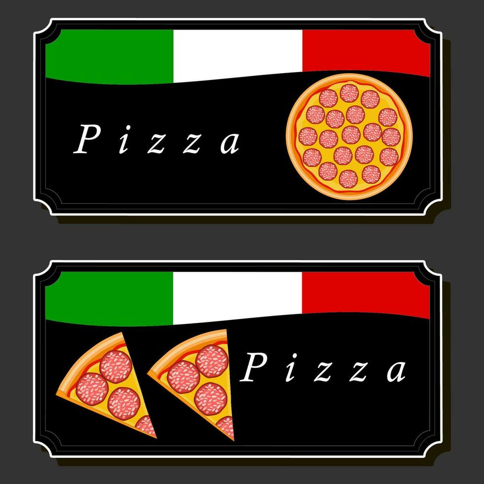 Illustration on theme big hot tasty pizza to pizzeria menu vector
