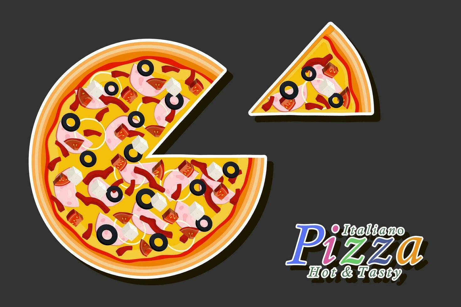 Illustration on theme big hot tasty pizza to pizzeria menu vector
