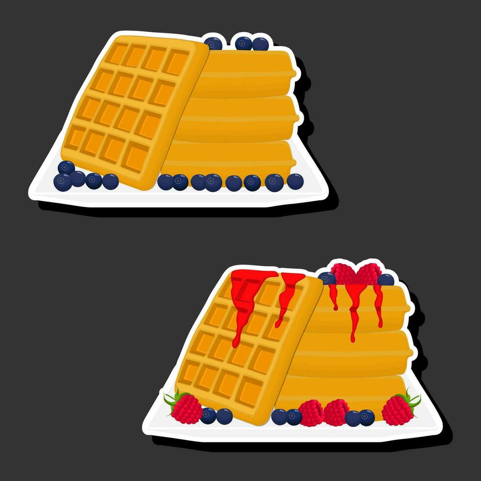 Illustration on theme ice cream on waffle with cell, dessert appetizing cookie vector