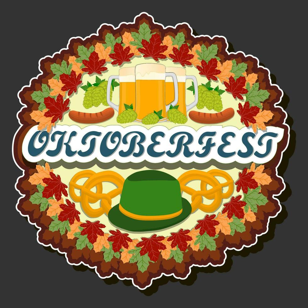 hermosa ilustración en tema de celebrando anual Oktoberfest fiesta vector