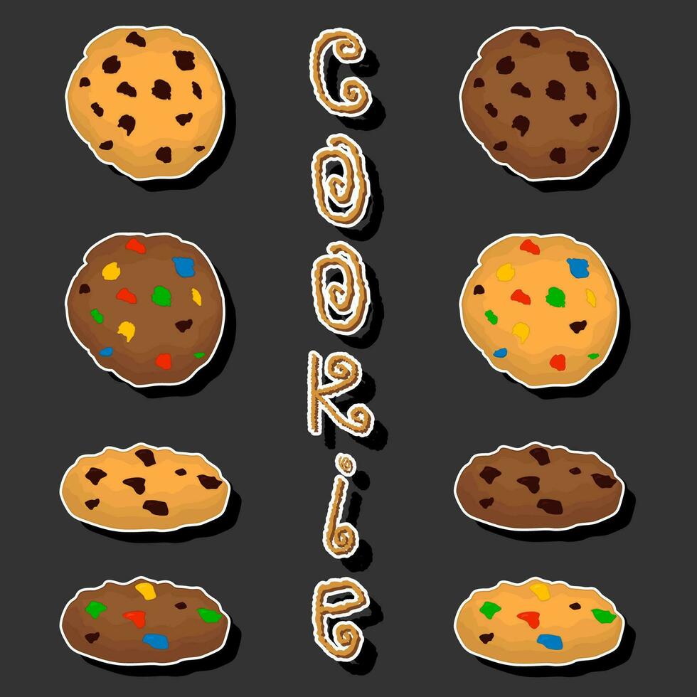 Illustration on theme fresh sweet tasty cookie of consisting various ingredients vector
