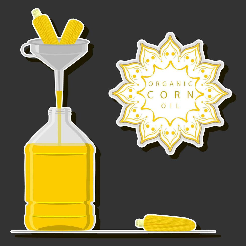 ilustración en tema líquido petróleo en grande vaso botella para Cocinando comida vector