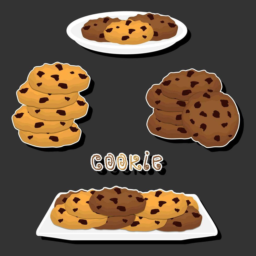 ilustración en tema Fresco dulce sabroso Galleta de consistente varios ingredientes vector