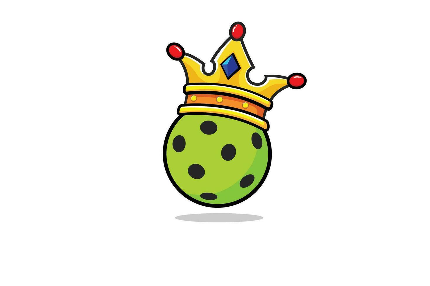 Pickleball king vector graphic with a ball wearing a king's crown.