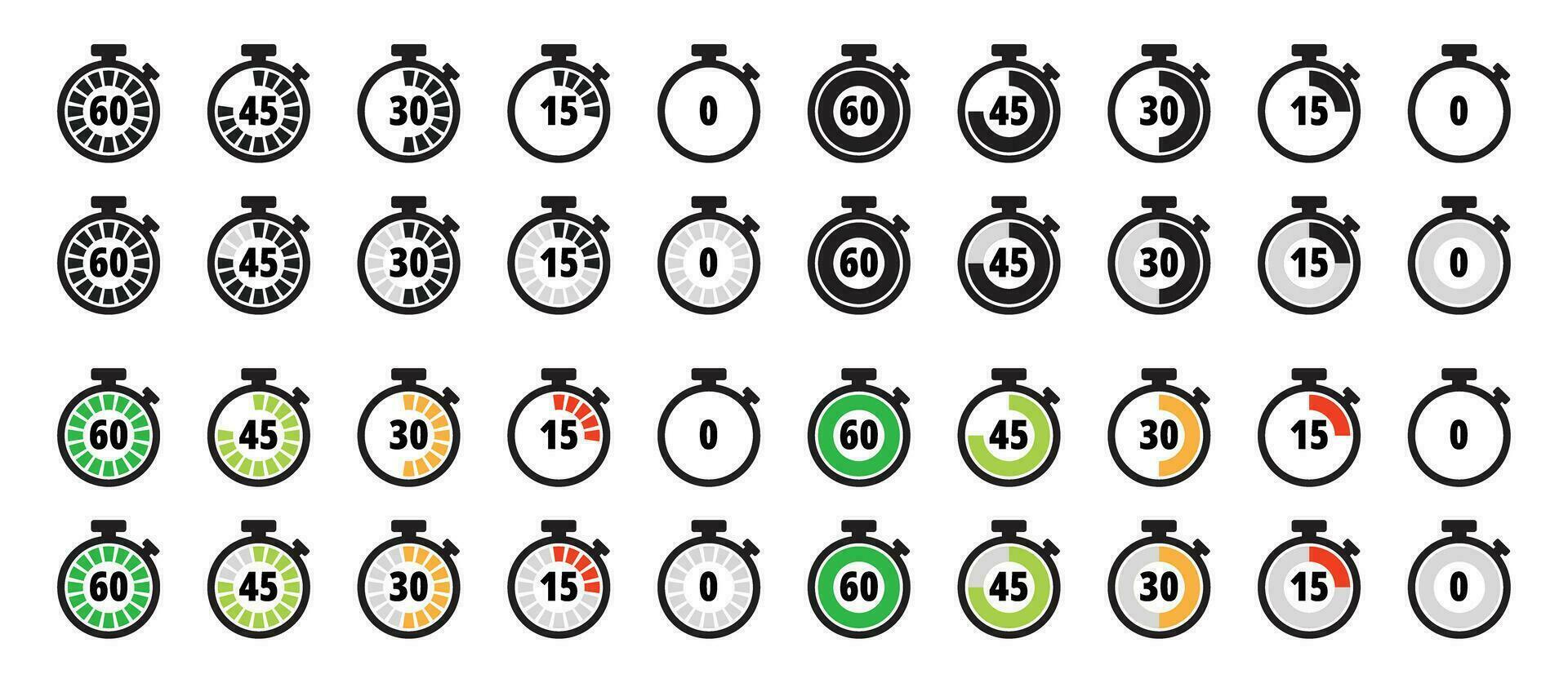 timer and stopwatch icon bundle time left progress icon vector