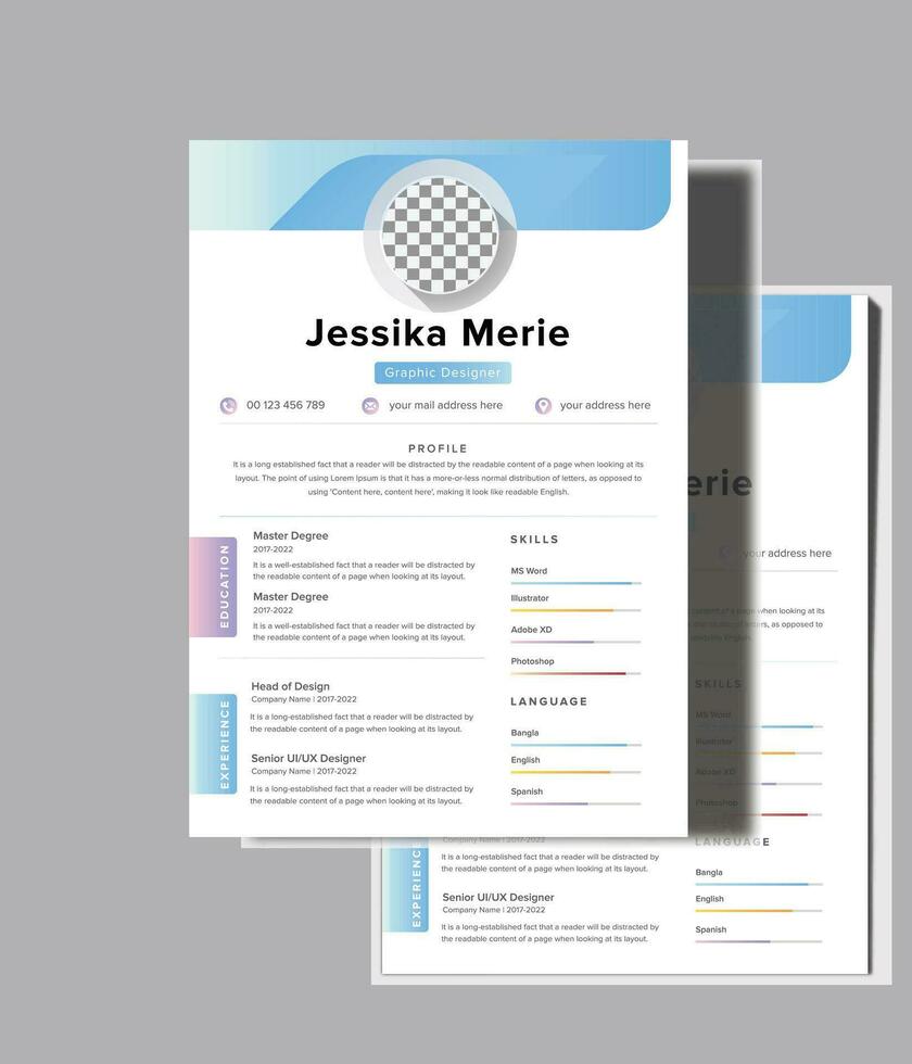 Colorful minimalist clean professional cv resume template design vector