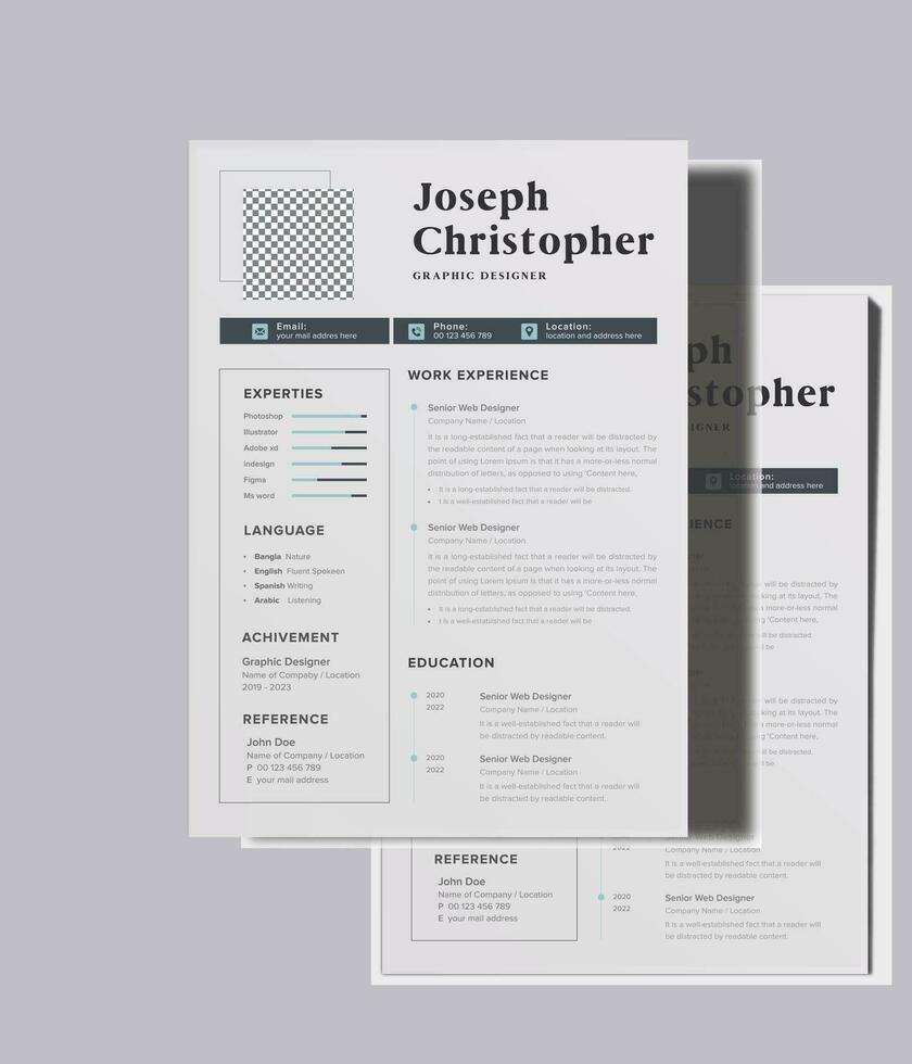 Professional, elegant CV resume template vector