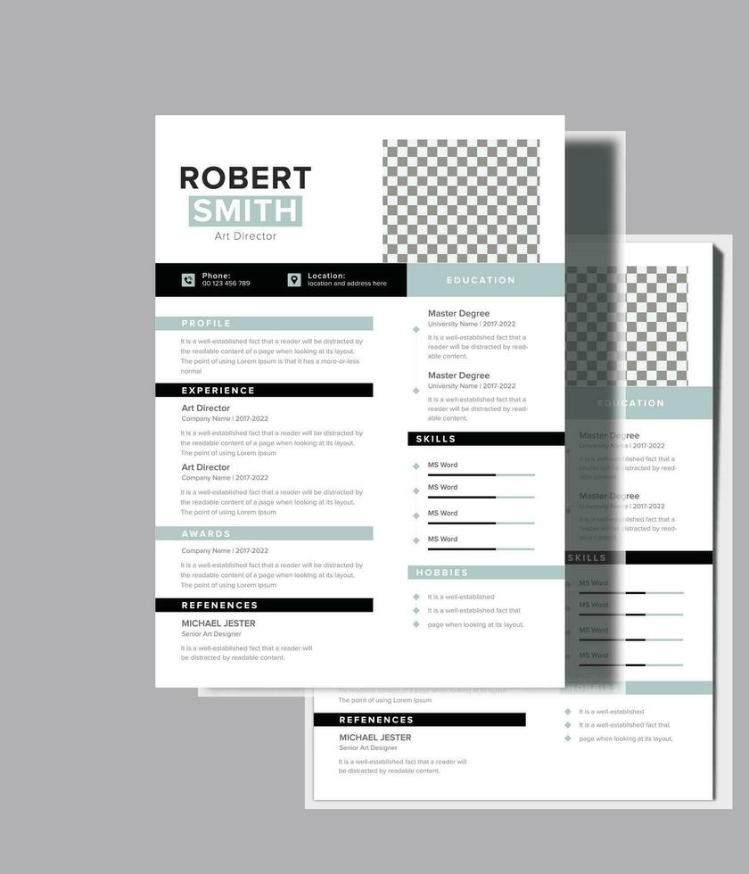 modern resume portfolio or cv template vector