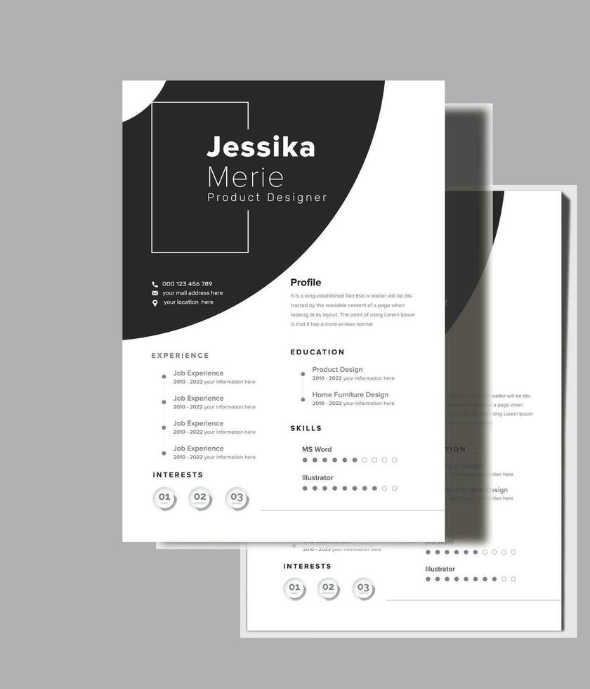 Minimalist style cv template design vector