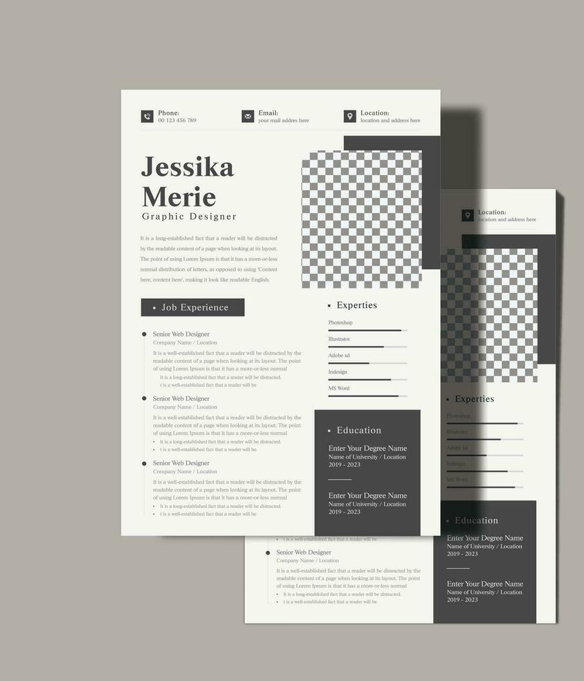 Minimalist style cv template design vector