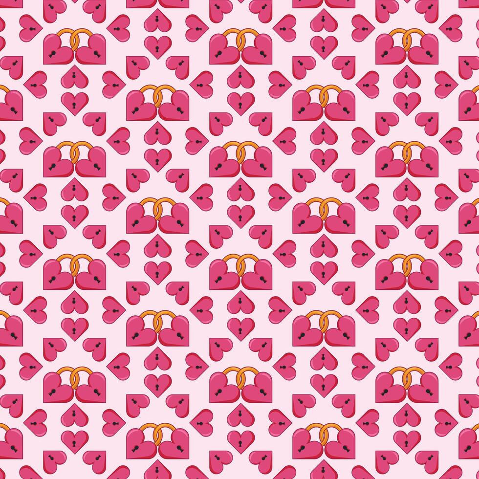 seamless pattern padlock heart connected background valentine heart wallpaper vector