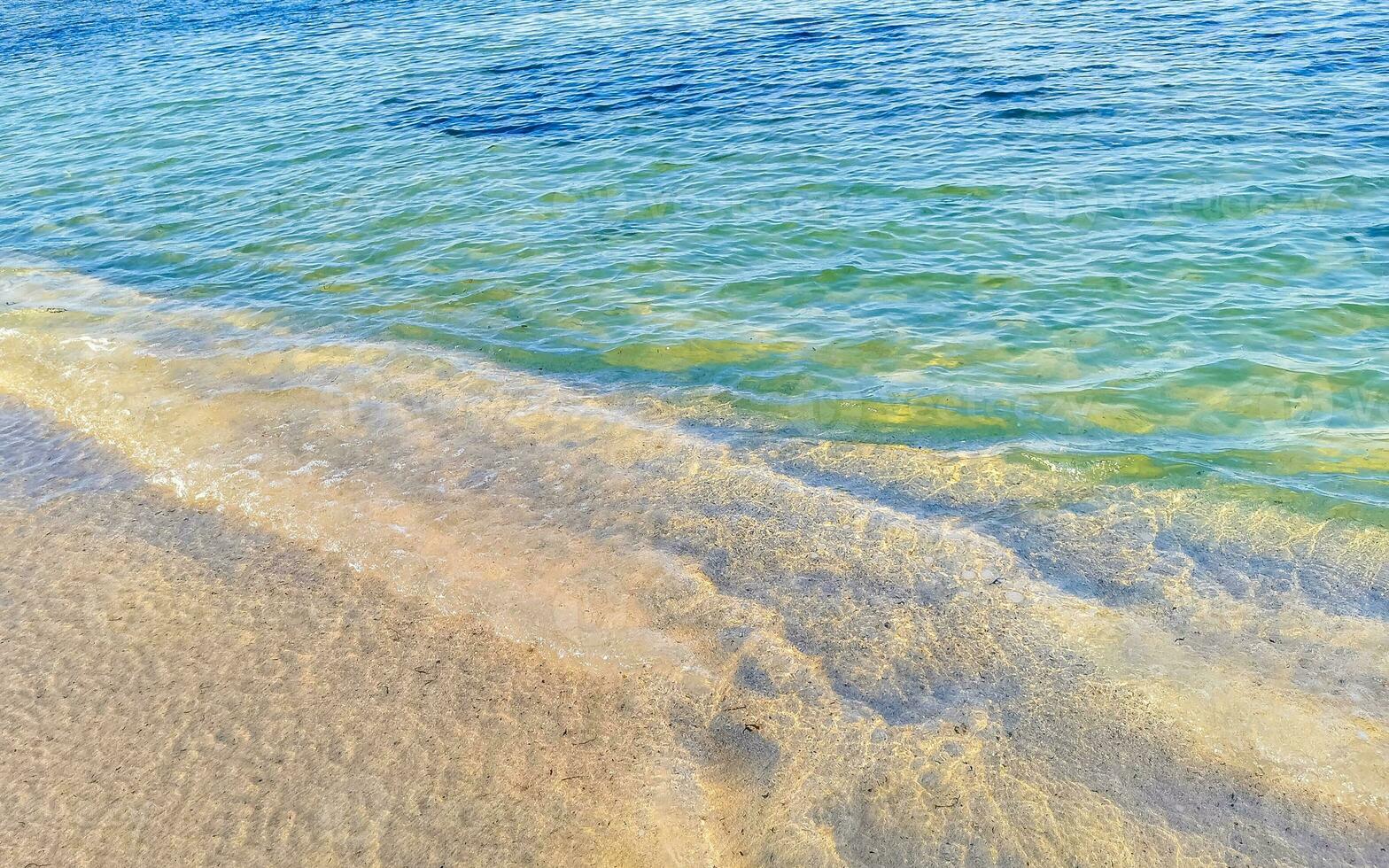Waves at tropical beach caribbean sea clear turquoise water Mexico. photo